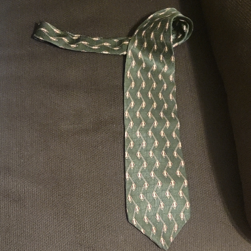 NEO BILL BLASS Elegant 100% SILK Green Patterned Suit Tie for Men